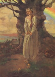 Interior illustration of Idun, keeper of the Golden Apples, by Troy Howell