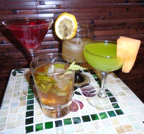 (l. to r.) Scarlett O'Hara, Ashley Wilkes, Rhett Butler, and Melanie Hamilton Gone with the Wind inspired cocktails